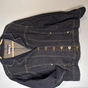 SWAK Sealed With A KISS Gold Shimmer Denim Jacket Vintage‎ Y2K Women's 1x
